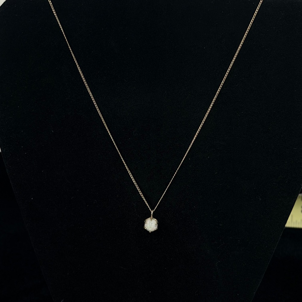 Sarah Coventry Pendant Necklace‎ 18" Gold Faux Opal Vintage Cage Design